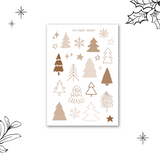 minimalistic christmas big trees sticker sheet bundle