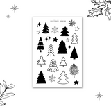 black simple christmas sketches sticker sheet bundle