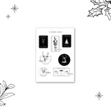 black simple christmas sketches sticker sheet bundle