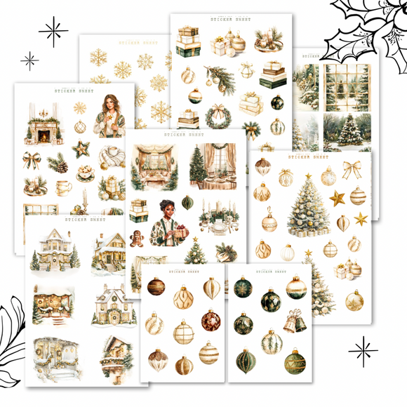 golden christmas sticker sheet bundle