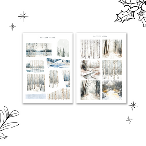 snowy forest sticker sheet winter