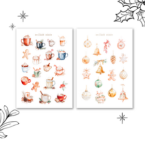 christmas ornaments & hot chocolate sticker sheet