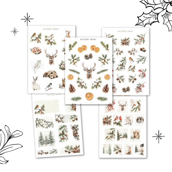 winter forest sticker sheet bundle