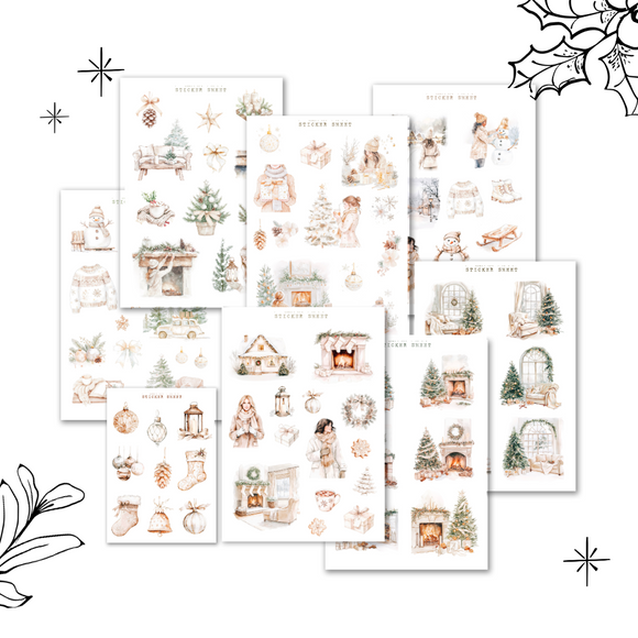 neutral christmas sticker sheet bundle