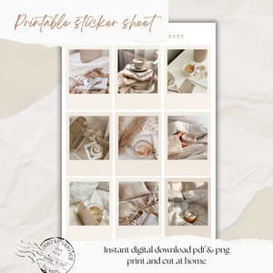 A5 coffee polaroid sticker printable