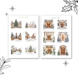 christmas city streets & doors sticker sheet