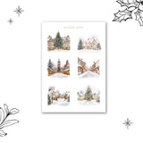 christmas city streets & doors sticker sheet