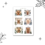 christmas city streets & doors sticker sheet