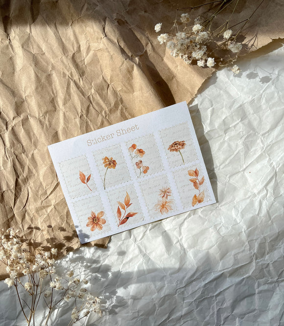 Autumn Flowers post stamp stickers