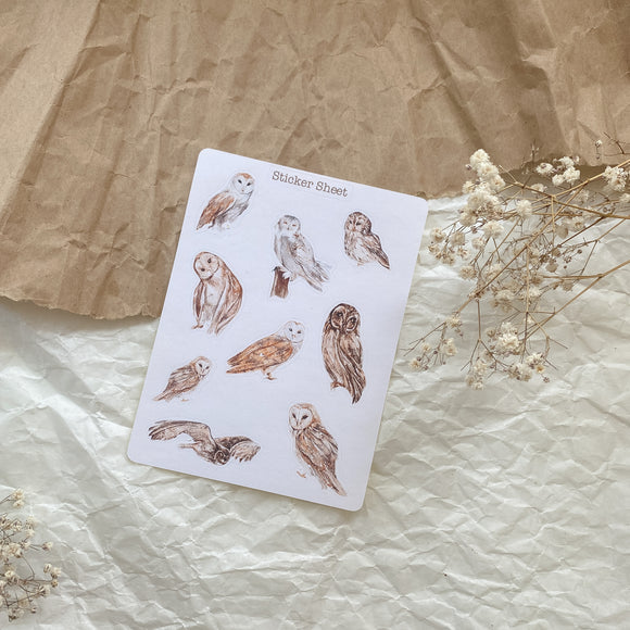 Owl Sticker Sheet for Journaling | Bujo Stickers