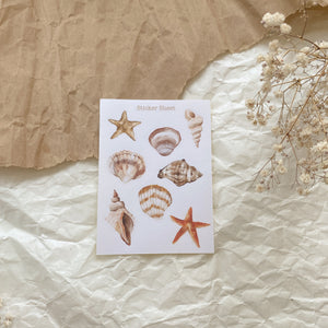 Seeshells on the beach sticker sheet for journaling and penpaling