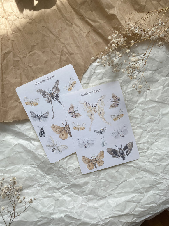 Moth sticker sheet for journaling and penpaling