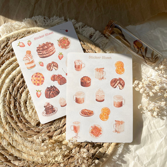 coffee and cake sticker sheet for journaling