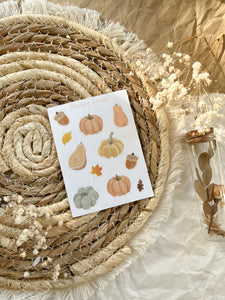 Pumpkins and falling leaves sticker sheet for journaling