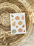 Pumpkins and falling leaves sticker sheet for journaling