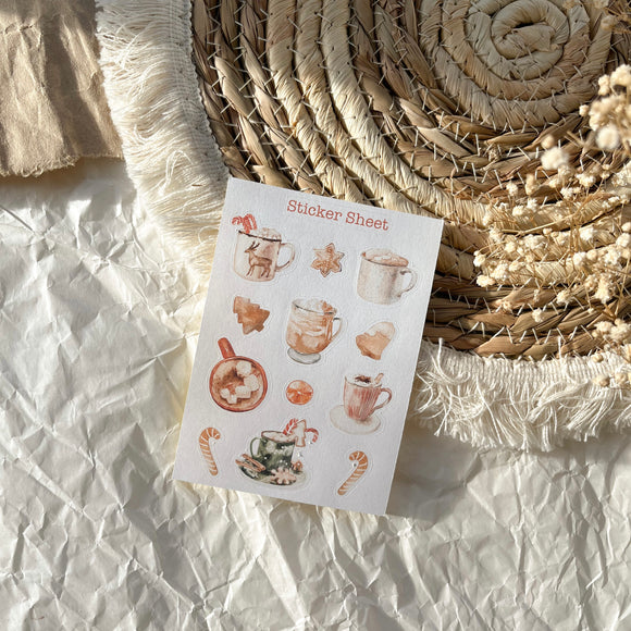 Hot Chocolate and christmas cookies sticker sheet