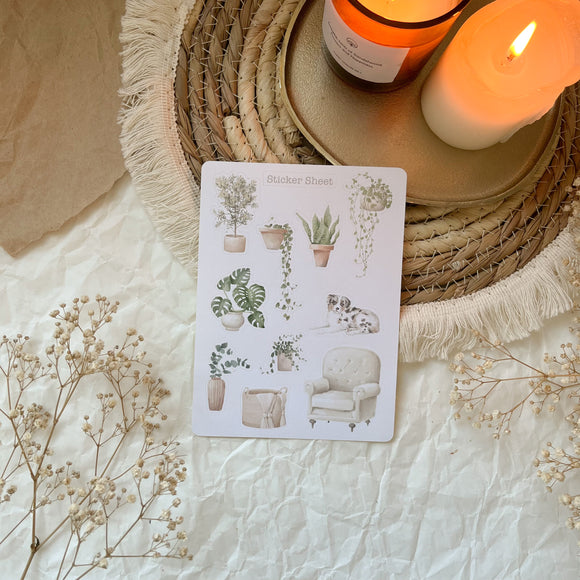 Cozy plant corner sticker sheet