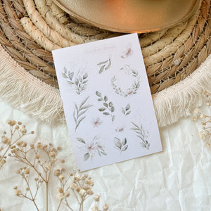 Gentle leaves and flowers sticker sheet