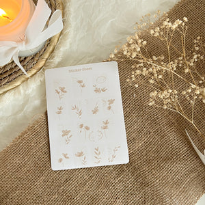 Soft flower post stamp sticker sheet