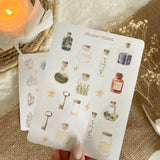 Cottagecore witch sticker sheet