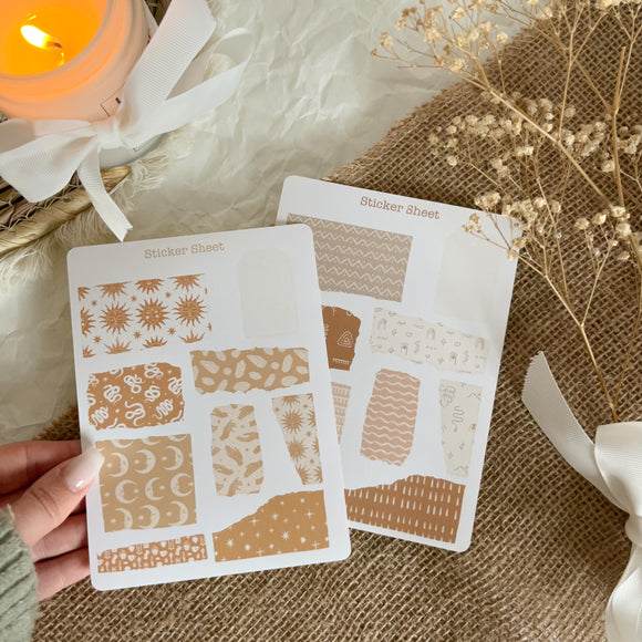 Boho pattern paper scraps sticker sheet