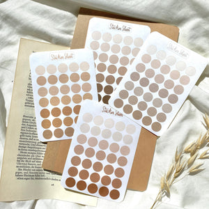 Brown dots mini sticker sheet, for journaling or pen paling