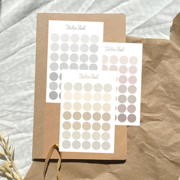 Soft colored dots sticker sheet for journaling or penpaling