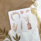 Dried flowers boho sticker sheet for journaling and penpaling