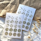 Green branches dots or circle sticker sheet for journaling and penpaling