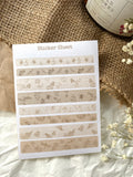 Brown botanical Washington tape Sticker Sheet for Journaling and penpaling