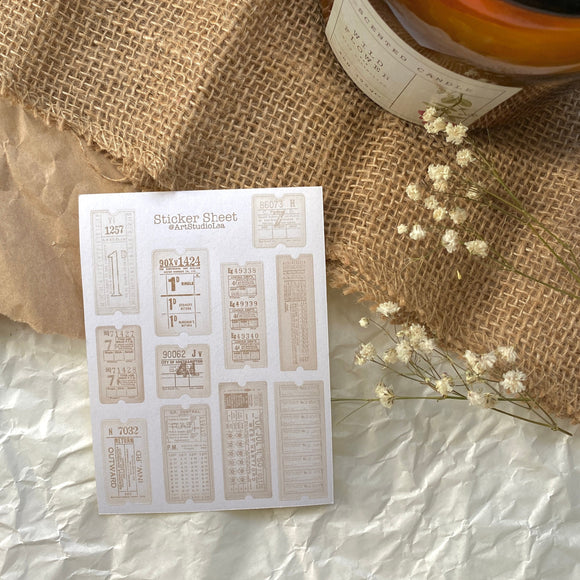 Vintage ticket Stickers for journaling and penpaling