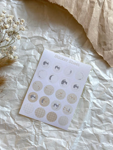 Moon dots sticker sheet for journaling and penpaling