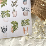 Boho plants sticker sheet for journaling and penpaling