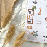 Boho kitchen sticker sheet for journaling and penpaling