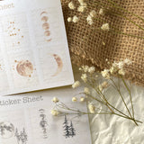 Moon stamps sticker sheet for journaling and penpaling