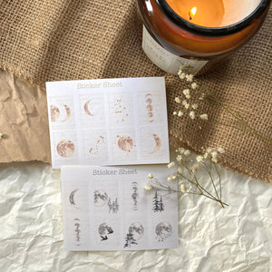 Moon stamps sticker sheet for journaling and penpaling