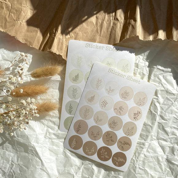 Botanical dots sticker sheet for journaling and penpaling