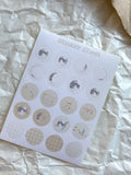 Moon dots sticker sheet for journaling and penpaling